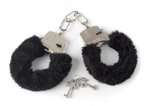 Металлические наручники с черным мехом Furry Cuffs Black (черный с серебряным) (Цвет: черный с серебряным)