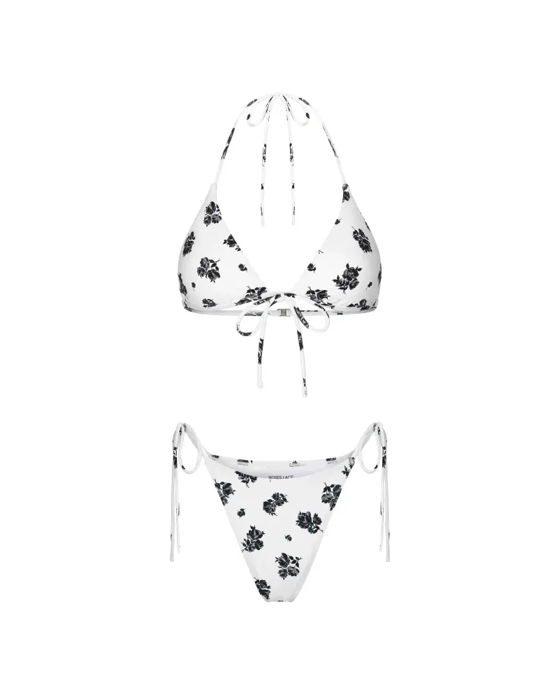 Gill, купальник из бифлекса раздельный, молочный с цветочным принтом и парео