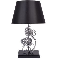 Настольная лампа Monstera Deliciosa (Монстера) Черный Античное серебро с абажуром Сити Черный