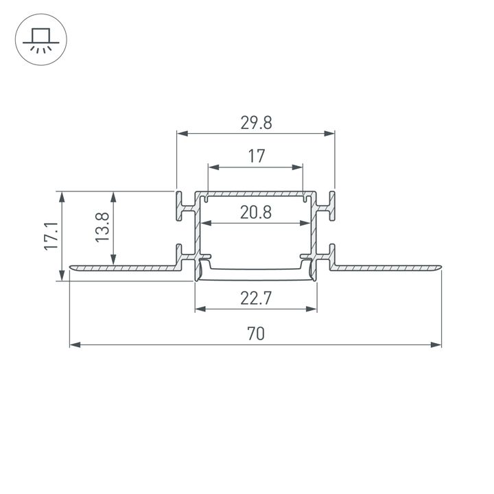 Профиль встраиваемый Arlight Fantom-Bent-W23-Top-2000 Anod 040347