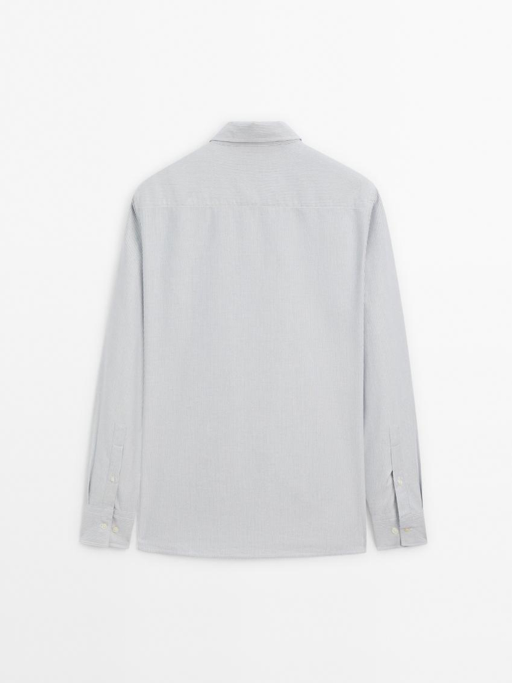 Massimo Dutti Рубашка из поплина в полоску, темно-синий