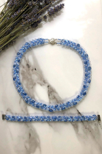 Колье из бисера "Змейка" ручной работы с камнем Гранат (гроссуляр)