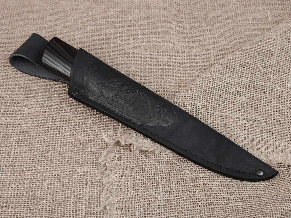 Якутский нож, сталь Х12МФ, рукоять черный мореный ясень, кованый дол