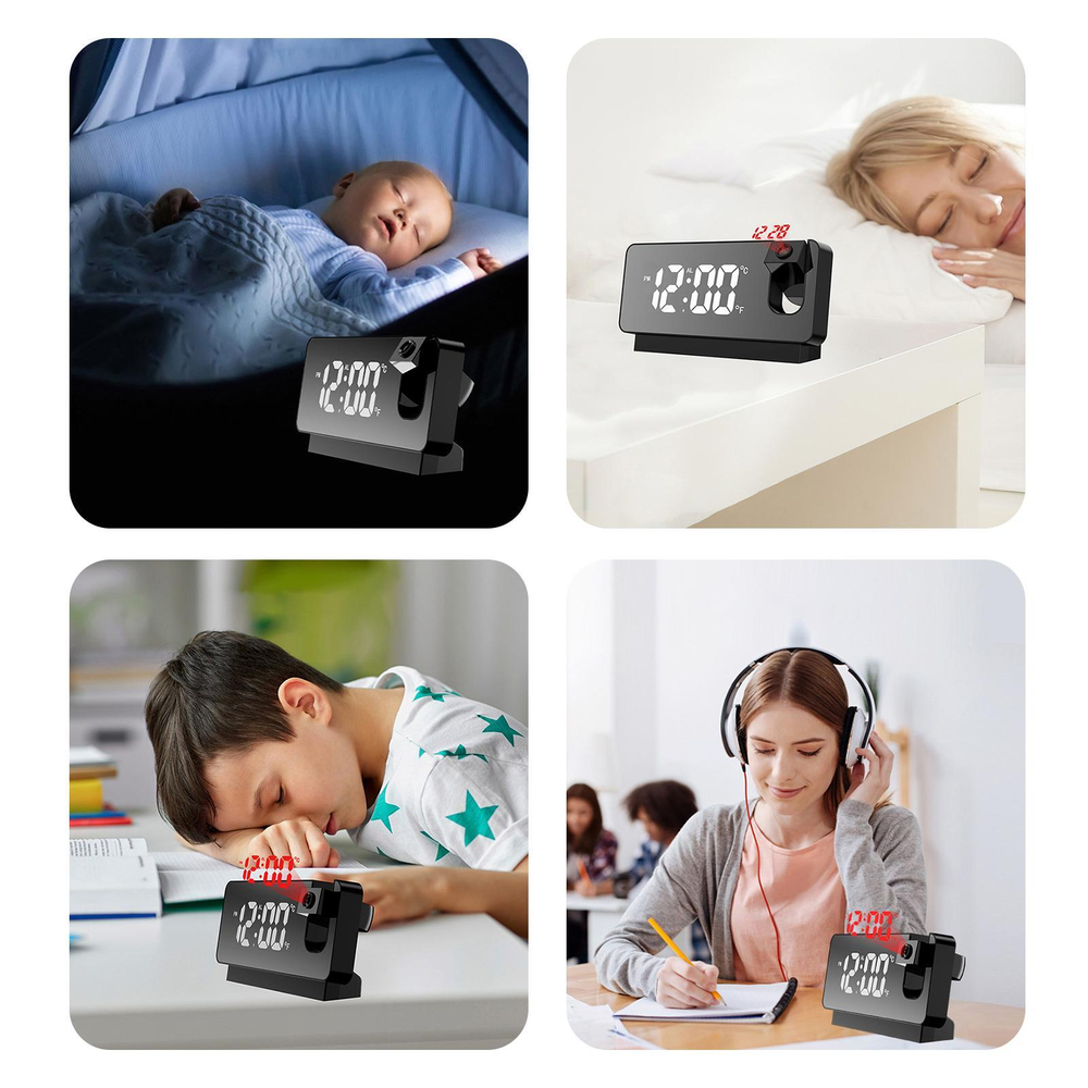 Часы с проекцией LED MIRROR NA-6818 белое свечение