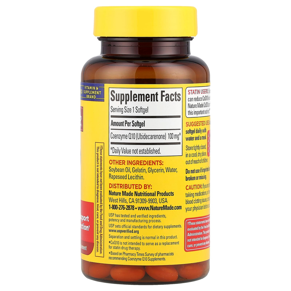Nature Made, коэнзим Q10, 100 мг, 40 капсул