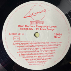 Винтажная виниловая пластинка LP Dean Martin Everybody Loves Somebody (20 Love Songs) (Germany 1987)