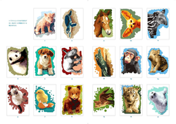100 Puzzle coloring 10 yen coloring baby animals