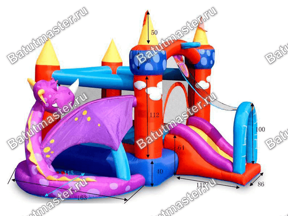 Детский надувной батут "Воздушный змей" 5.5*4.9*25 м