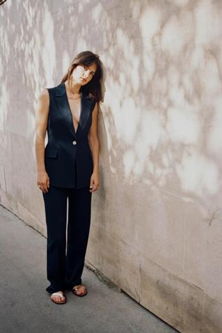 ZARA БРЮКИ ПРЯМОГО КРОЯ ИЗ СМЕСОВОГО ЛЬНА, МОРСКОЙ СИНИЙ