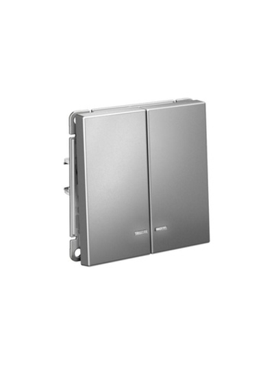 Выключатель 2-кл. ArtGallery (сх. 5а) 10AX с подсветкой механизм сталь SE GAL000953