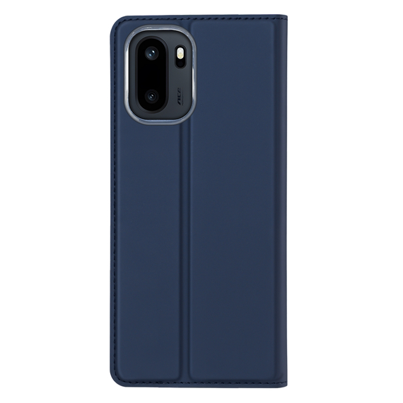 Чехол книжка из кожи синего цвета для OnePlus 15R, Ace 6 и 6T, серия Skin Pro Series от Dux Ducis