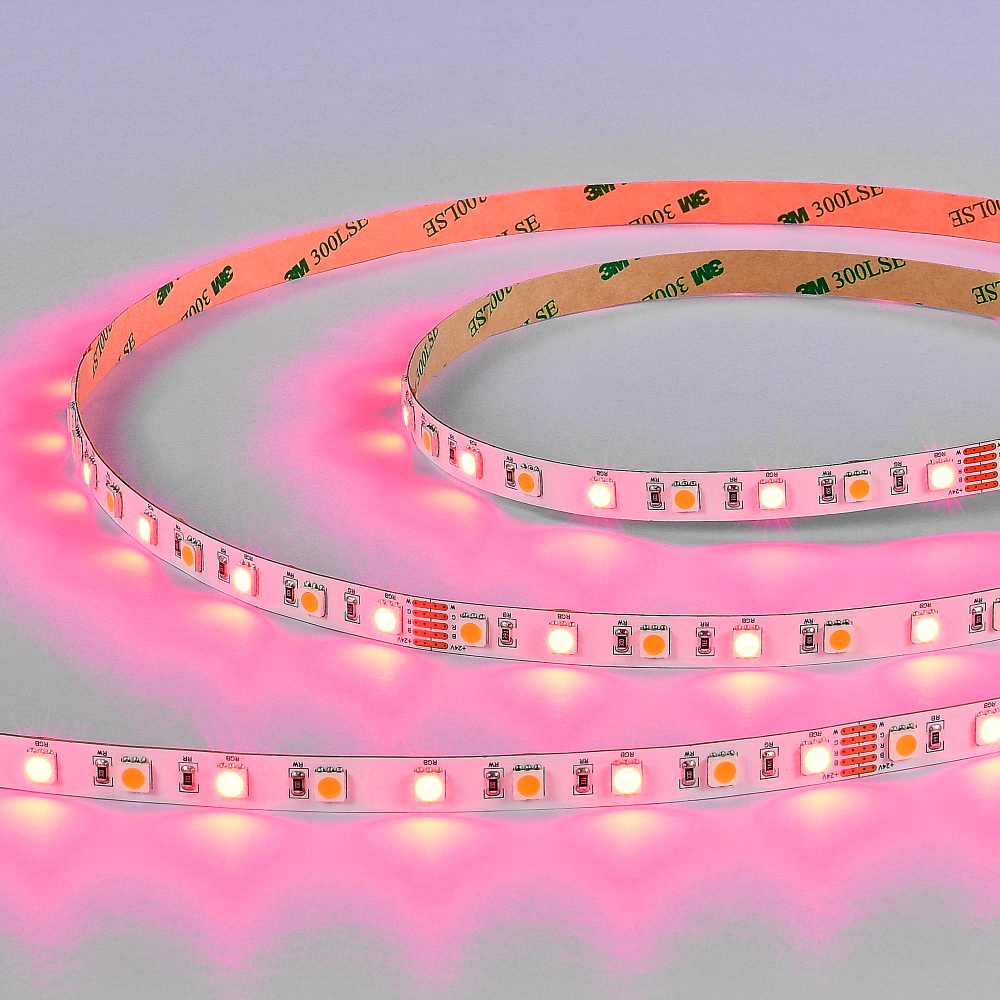 Светодиодная лента 24V 60 led/м 17,2 W/m SMD 5050 300 Lm/m 4000K RGBW IP20, 5000×10 мм