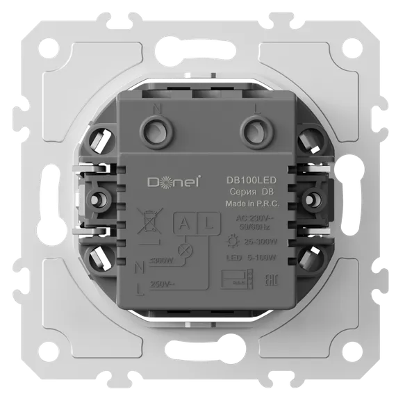 Светорегулятор поворотный Triac,  LED 100 Вт (акт.нагрузка-макс. 300Вт),  серия DB