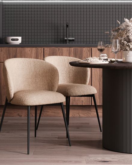 Стул Bibi букле капучино каркас серо-коричневый