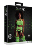 Неоновый комплект белья Two Piece with Crop Top and Stockings (Размер: XS-XL) (Цвет: зеленый)