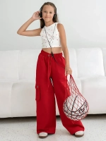 Штаны для девочки карго с карманами