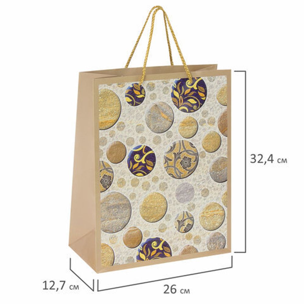 Пакет подарочный 26x12,7x32,4 см, ЗОЛОТАЯ СКАЗКА "Мраморная абстракция", ламинированный, 606601