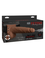 Кофейный полый страпон с имитацией эякуляции 7.5 Hollow Squirting Strap-On with Balls - 21,6 см. (Цвет: кофейный)