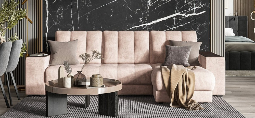 Угловой диван BOSS 3.0 XL Велюр Royal пион