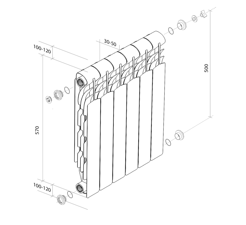 Алюминиевый радиатор отопления Royal Thermo Revolution 500 (10 секций)