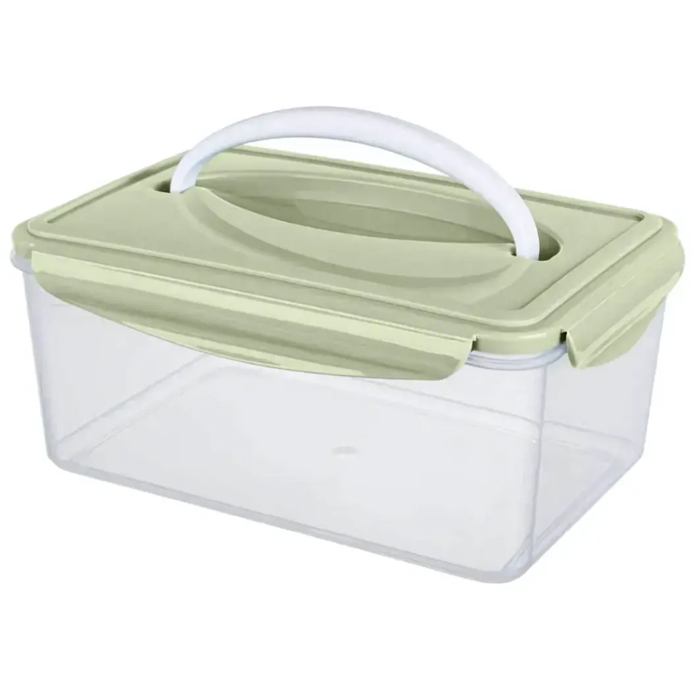 Контейнер для продуктов 2,5л прямоугольный с ручкой «SMART LOCK» зеленый
