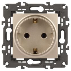 14-2101-04 ЭРА Розетка 2P+E Schuko, 16A-250В, IP20, Эра Elegance, шампань