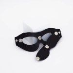 Черная кожаная маска со съёмной шторкой на кнопках