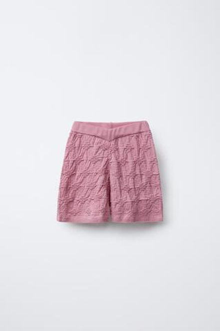 ZARA ШОРТЫ ИЗ РЕЛЬЕФНОГО ТРИКОТАЖА, ПУДРОВО-РОЗОВЫЙ