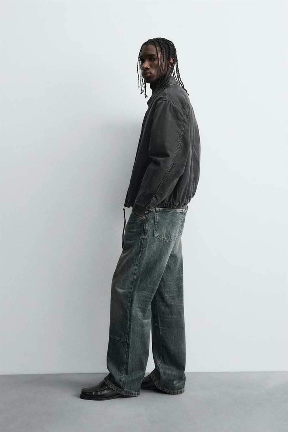 ZARA УТЕПЛЕННАЯ ДЖИНСОВАЯ КУРТКА, УГОЛЬНЫЙ