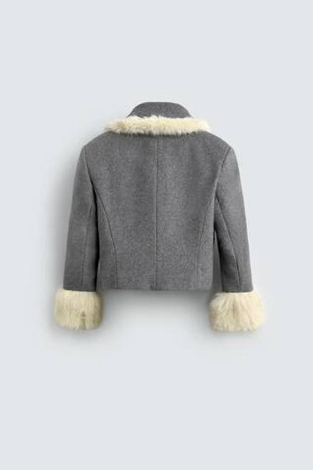 ZARA HARRY LAMBERT X DISNEY КУРТКА С ИСКУССТВЕННЫМ МЕХОМ, СЕРЕБРИСТЫЙ