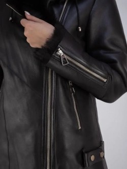 Дубленка женская натуральная с капюшоном тоскана зима Турция