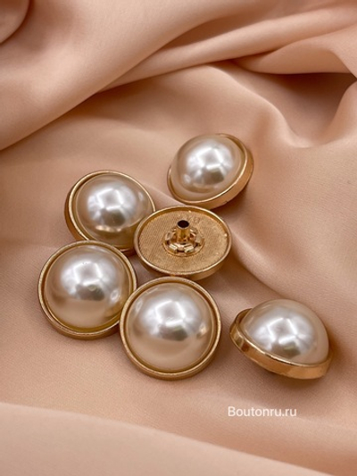 Шляпка под установочные кнопки жемчуг золото