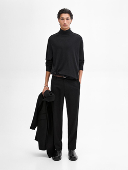 Massimo Dutti Свитер из смесового хлопка с высоким воротником, черный