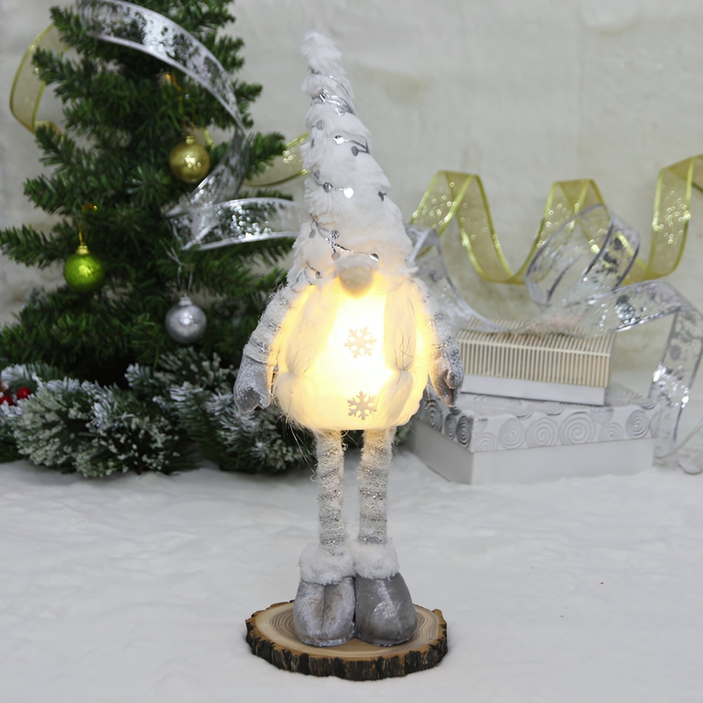 Сувенир новогодний "Лесовичок - Веселье" 47*9 см, Серебро (с подсветкой) (Серпантин)