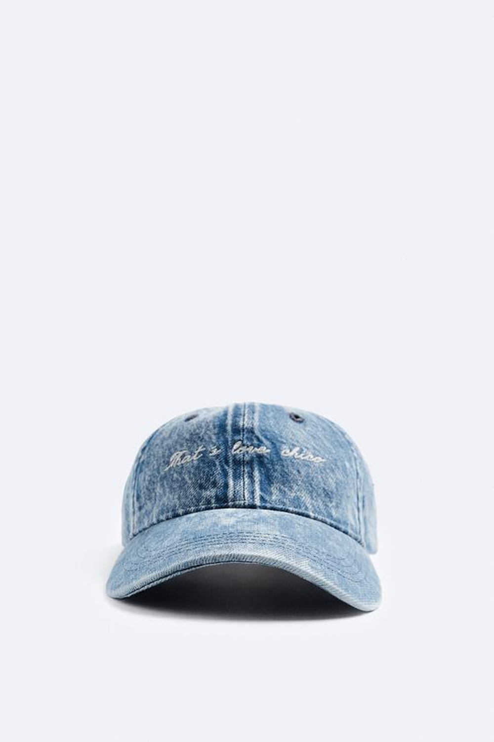 ZARA ДЖИНСОВАЯ КЕПКА С ВЫШИВКОЙ, СИНИЙ