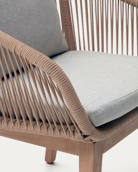 Portalo Стул из бежевого шнура с ножками из массива акации