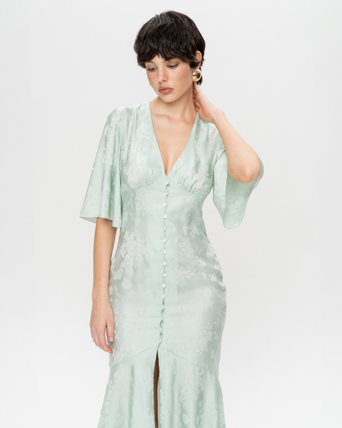 Платье миди из вискозы со струящимися рукавами