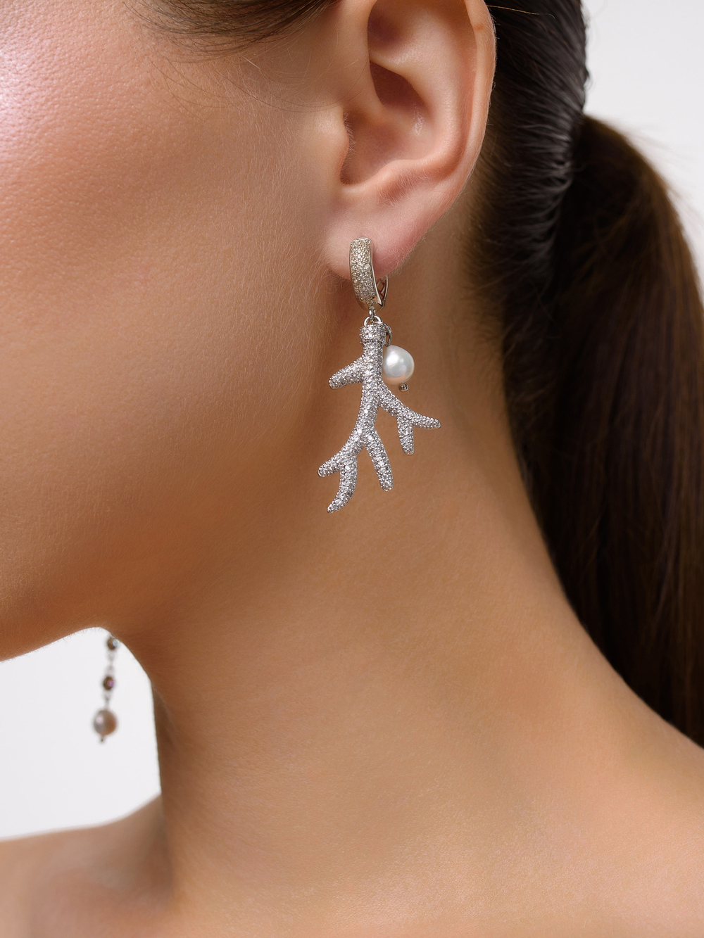Серьги "Сeramics shell blue coral " Silver