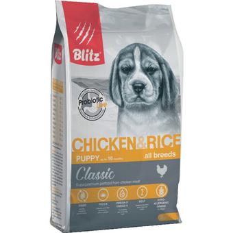 Сухой корм для щенков Blitz Classic PUPPY CHICKEN & RICE, курица и рис, 2 кг
