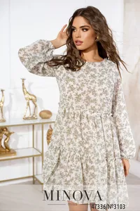 Платье 3103-белый-бежевый Minova