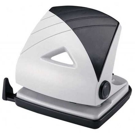 Дырокол до 20л, Kw-Trio, металлический, с линейкой, черно-серый