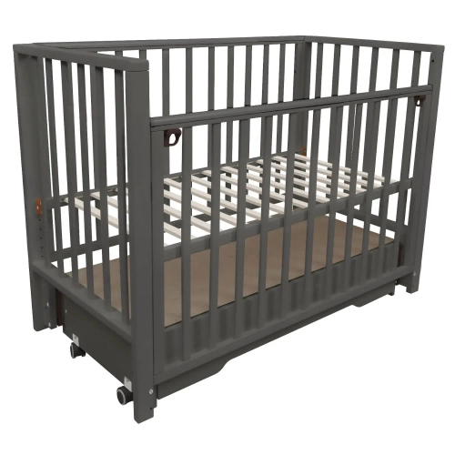 Кровать детская Indigo Norden маятник на колесах, ящик графит