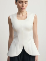 Молочный корсетный топ из атласа "Muse Blanc"
