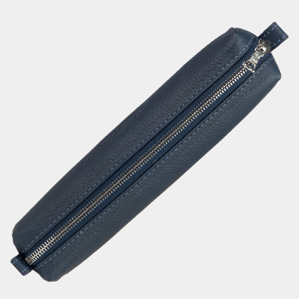 Пенал Cartouche из кожи теленка синего цвета