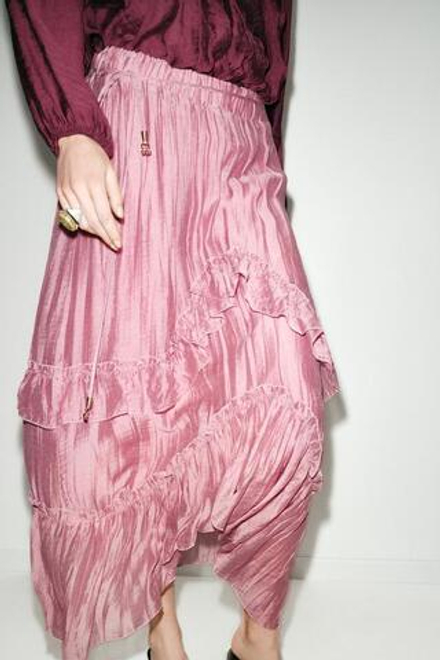 ZARA ЮБКА МИДИ С ВОЛАНАМИ, МАРСАЛА