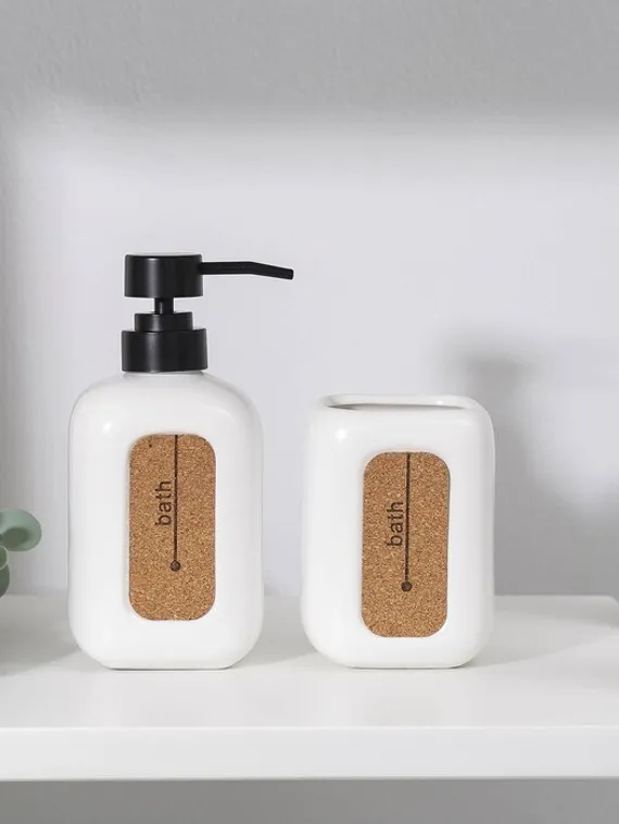 Набор аксессуаров для ванной комнаты Доляна «Лофт», 2 предмета (дозатор для мыла, стакан)