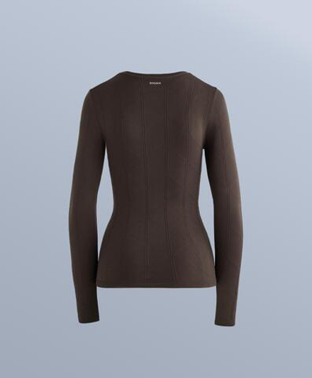 Oysho Термофутболка с жаккардовым узором seamless base layer, темно-коричневый