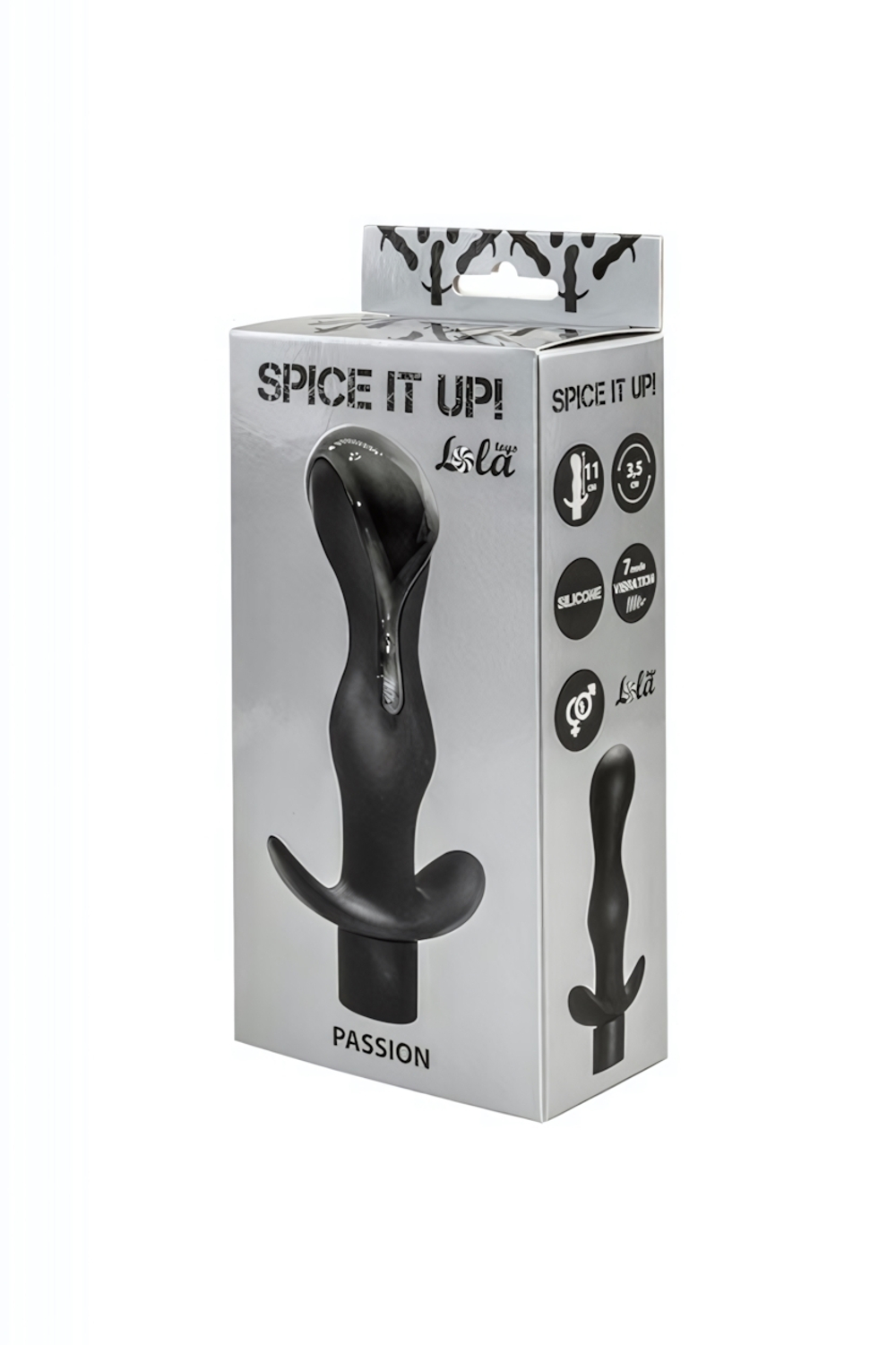 Анальная вибро-пробка BLACK PASSION SPICE IT UP! (11 см., 7 режимов) (Цвет: черный)