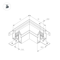 Коннектор угловой MAG-ORIENT-CON-2653-STR-G-L90 (BK) (Arlight, Металл) 054168(1)