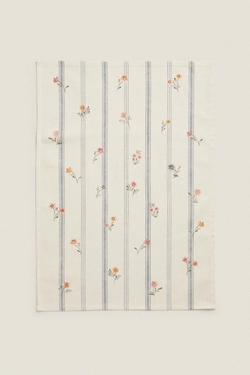 ZARA HOME КУХОННОЕ ПОЛОТЕНЦЕ С ЦВЕТОЧНЫМ УЗОРОМ (КОМПЛЕКТ ИЗ 2 ПРЕДМЕТОВ),  ЭКРЮ